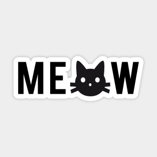 meow, text design, word art with black cat head Sticker